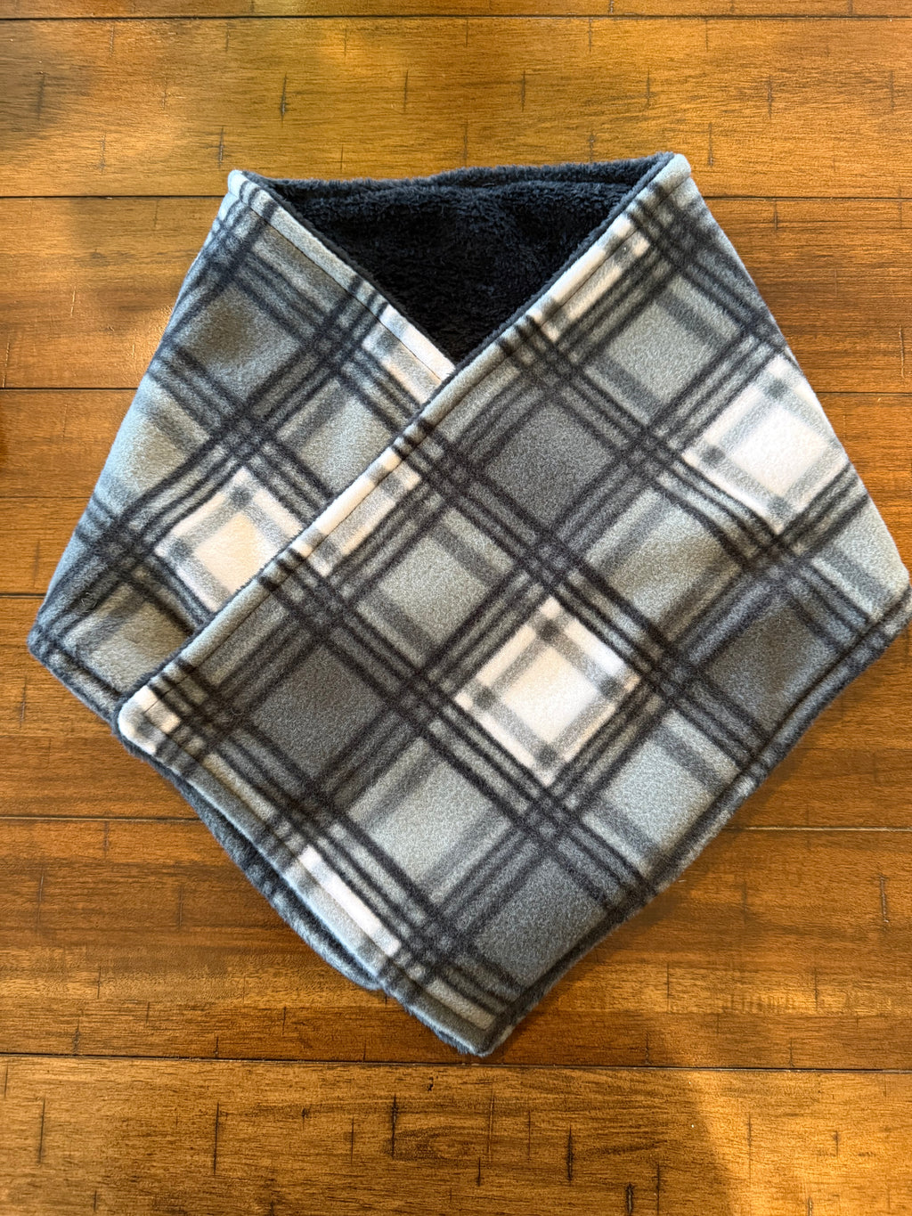 Gray Plaid Cowl Scarf
