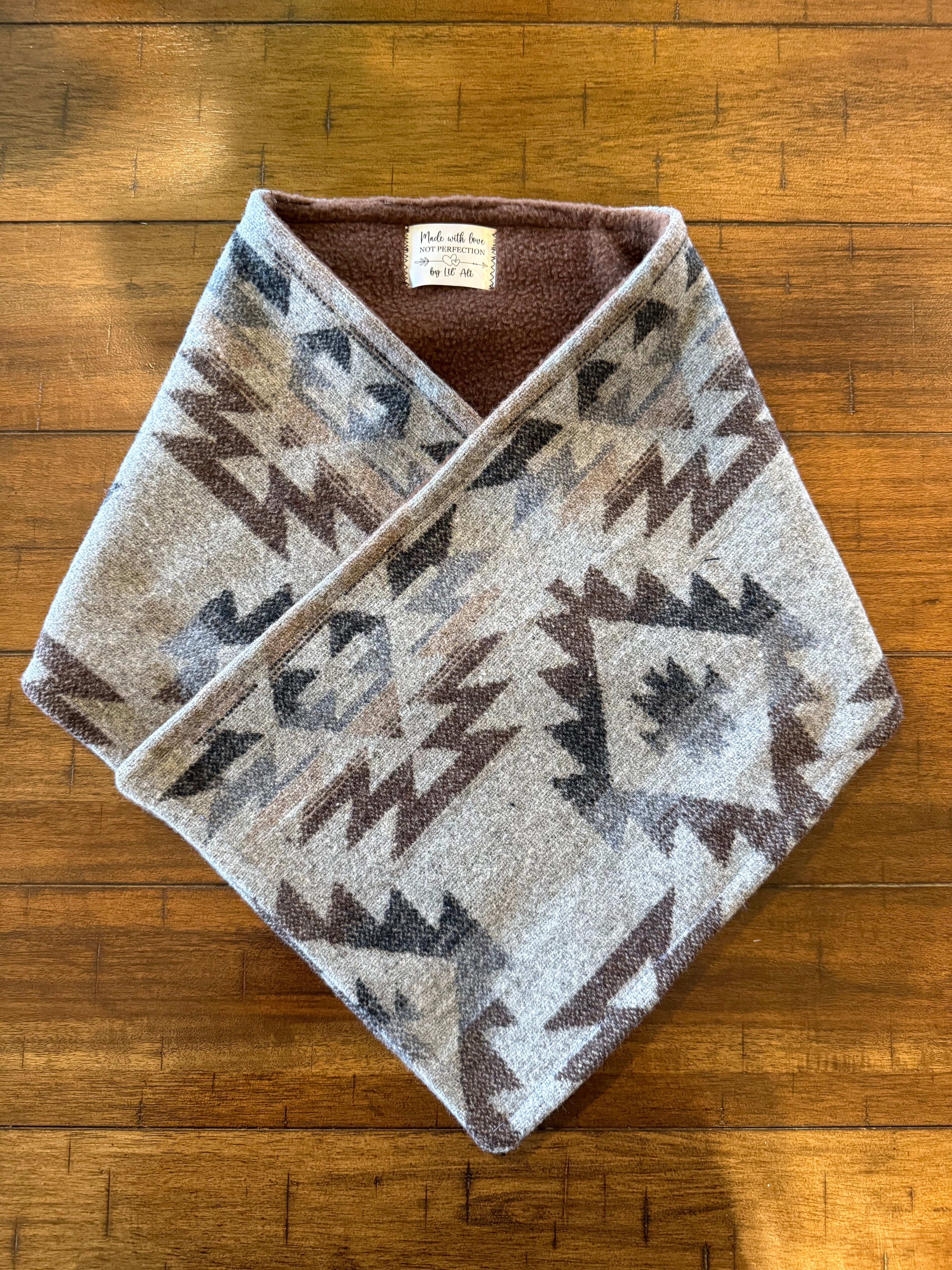 Gray Southwest Print Cowl Scarf