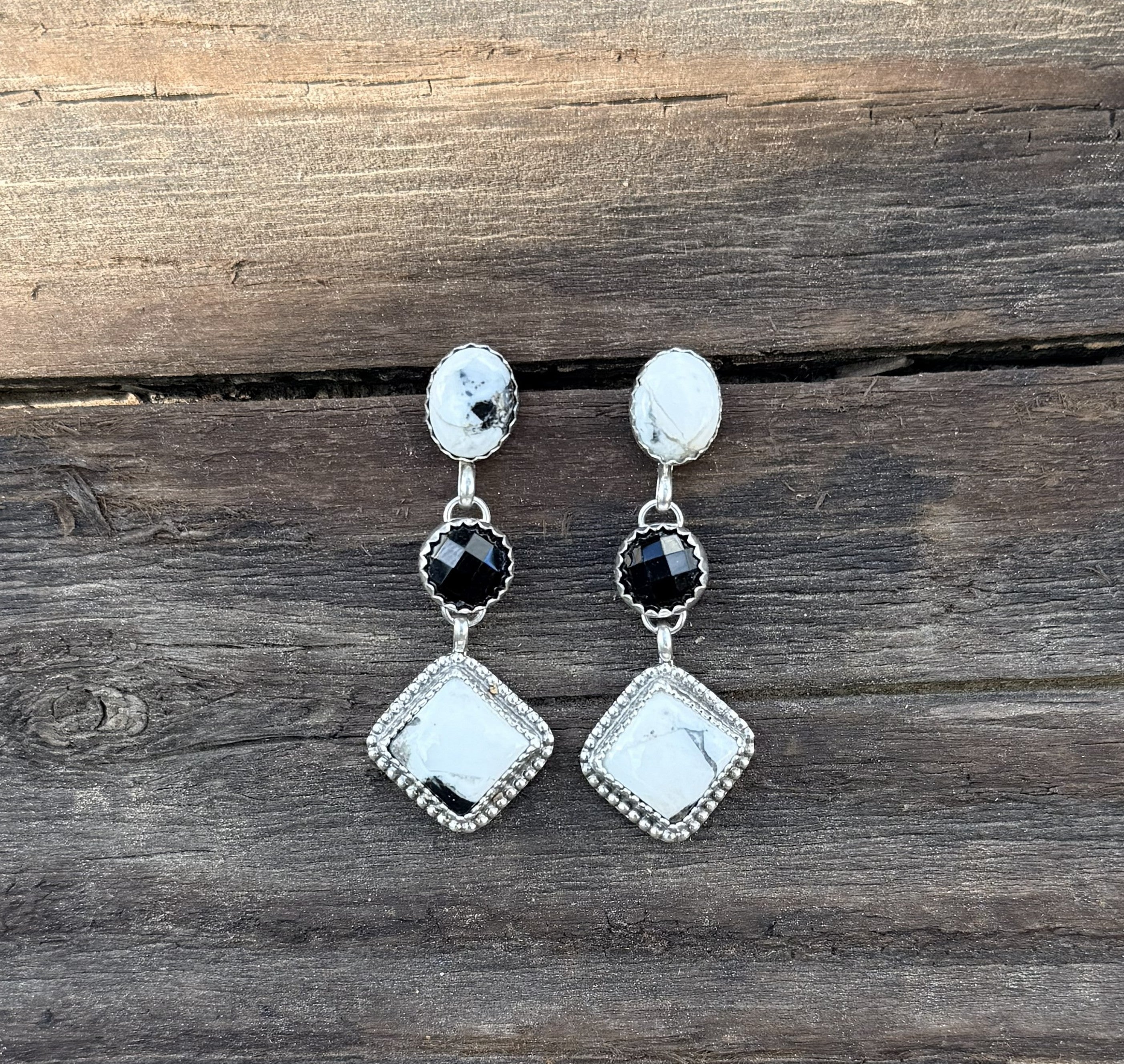 White Buffalo and Black Onyx Dangle