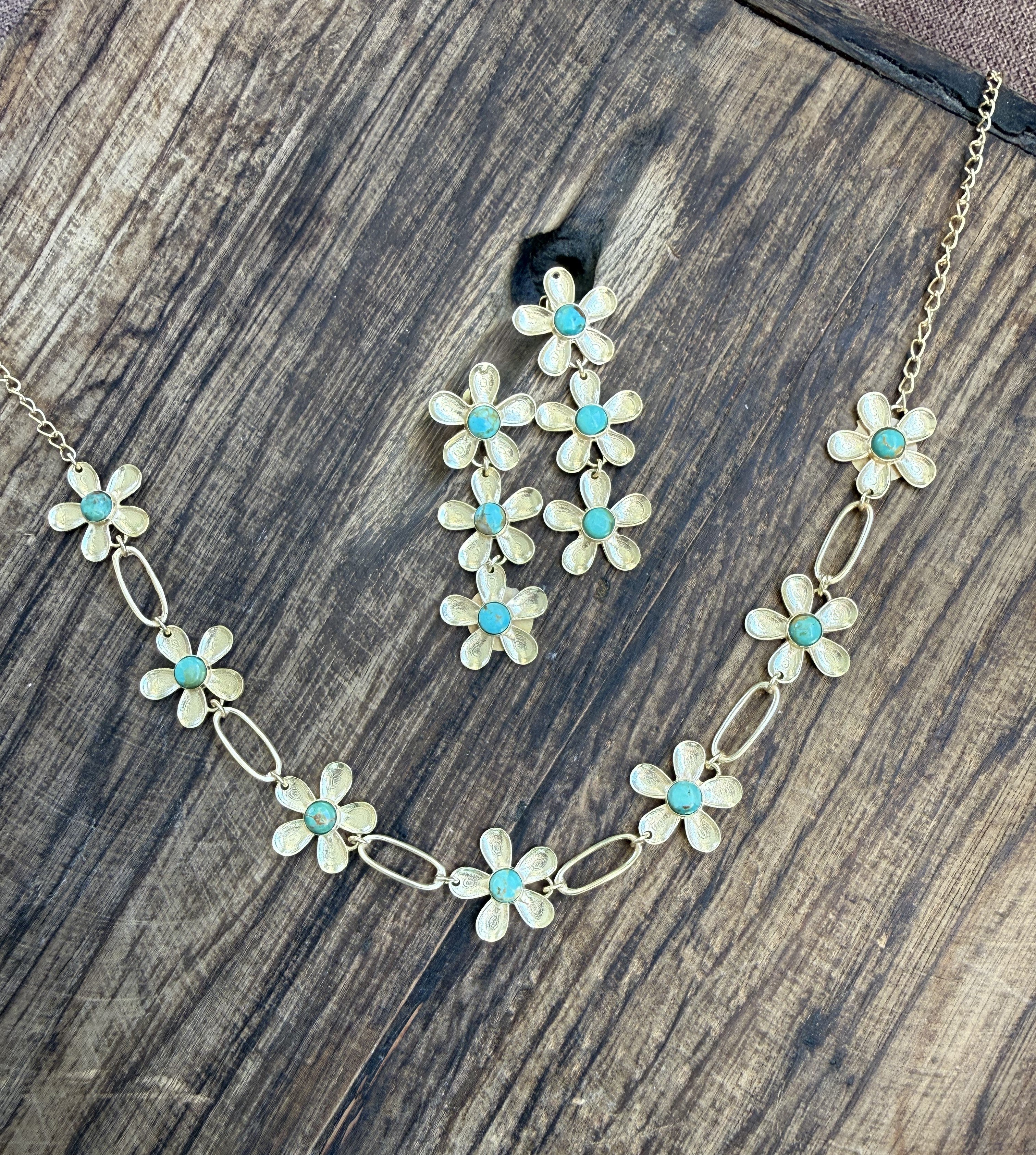 Gold Daisy and Turquoise Set