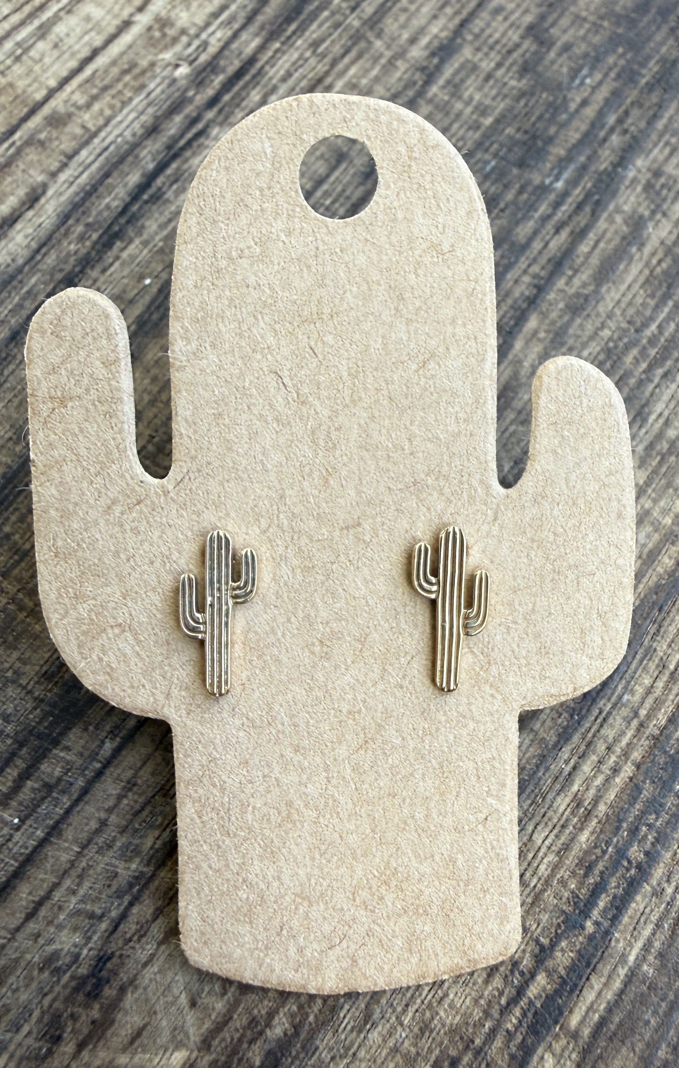 Brass Saguaro Cactus Studs