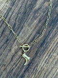 Gold Plated Cowboy Boot Necklace