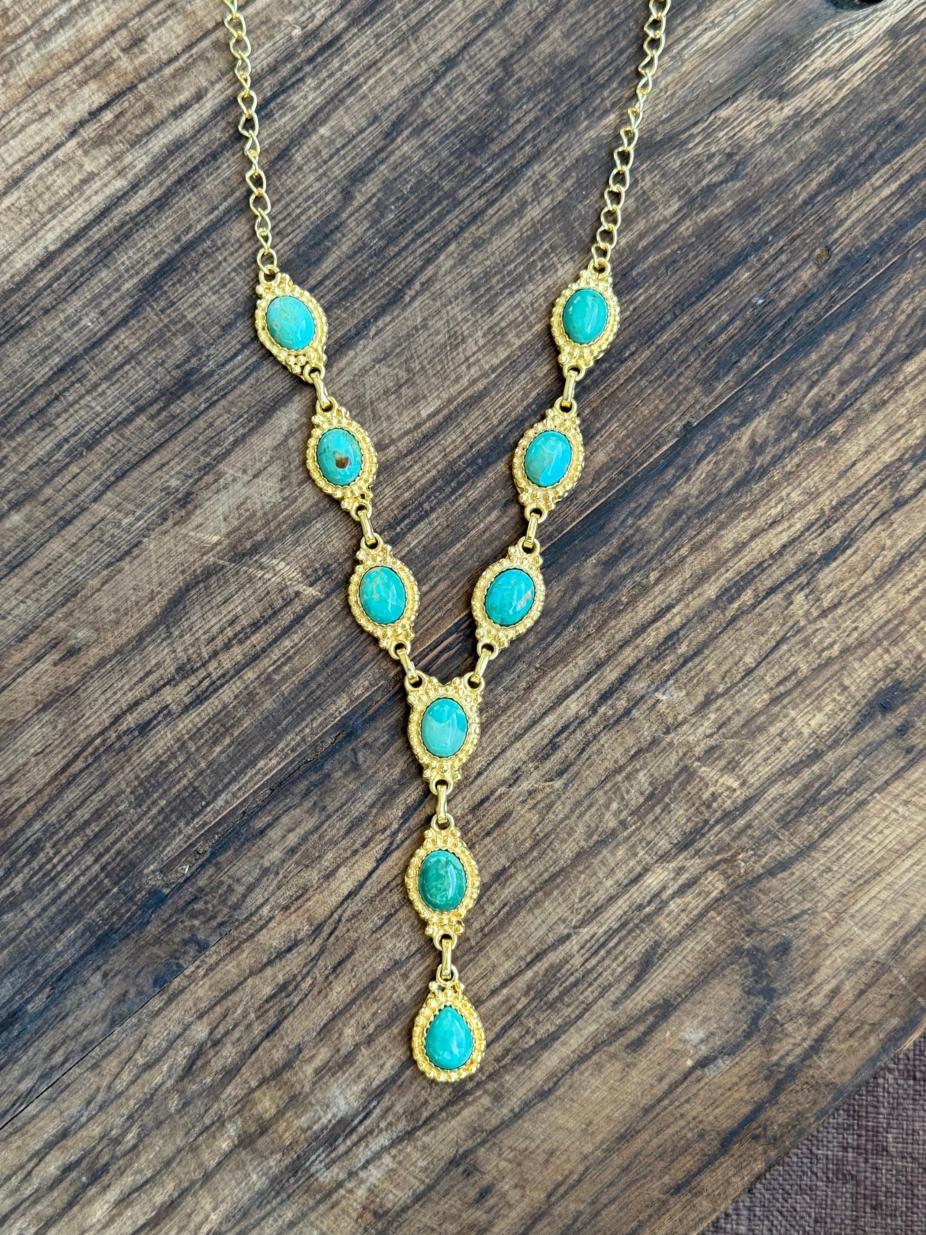 Gold and Turquoise Lariat