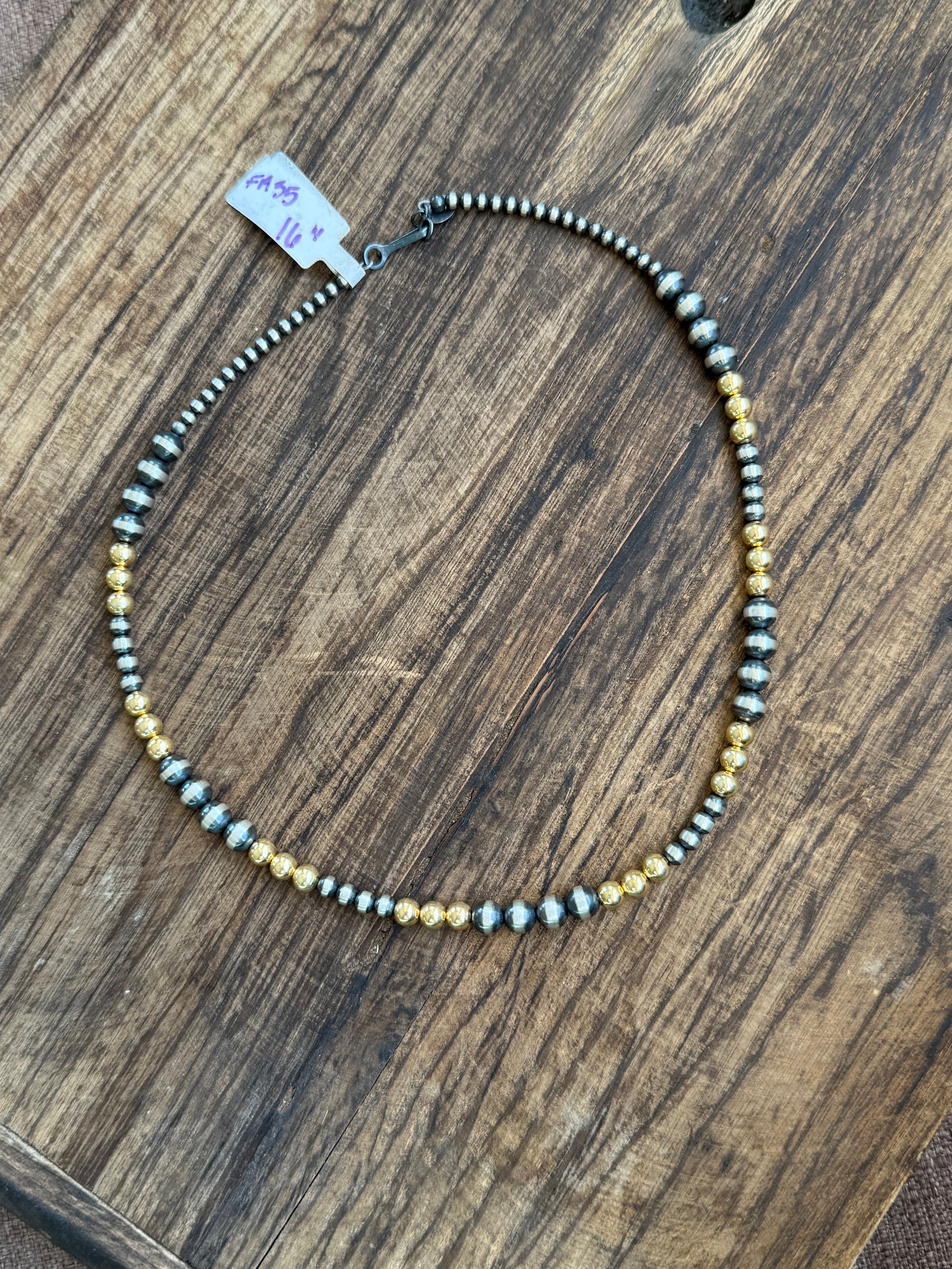 16" Sterling and Gold Navajo Beads
