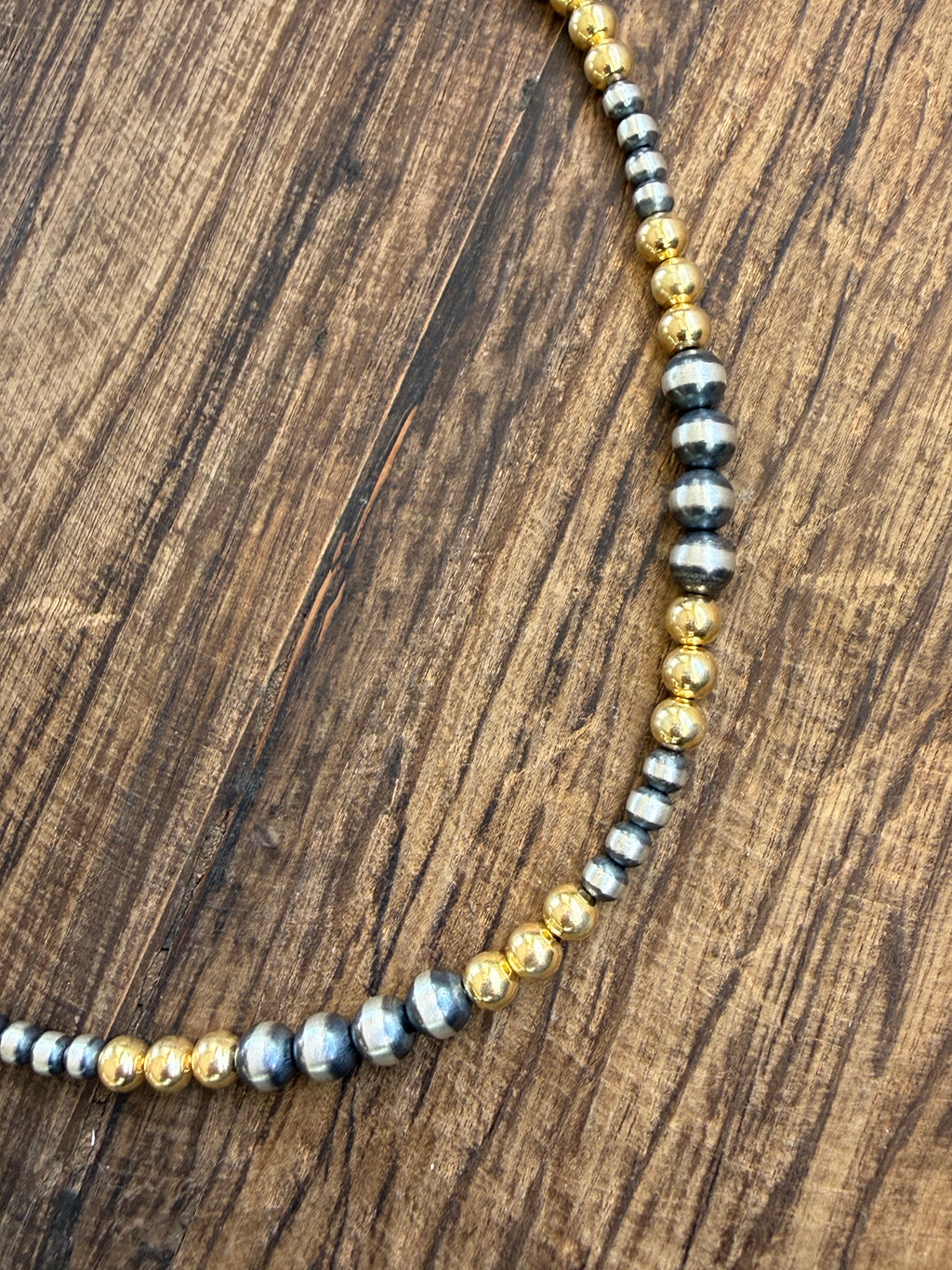 16" Sterling and Gold Navajo Beads