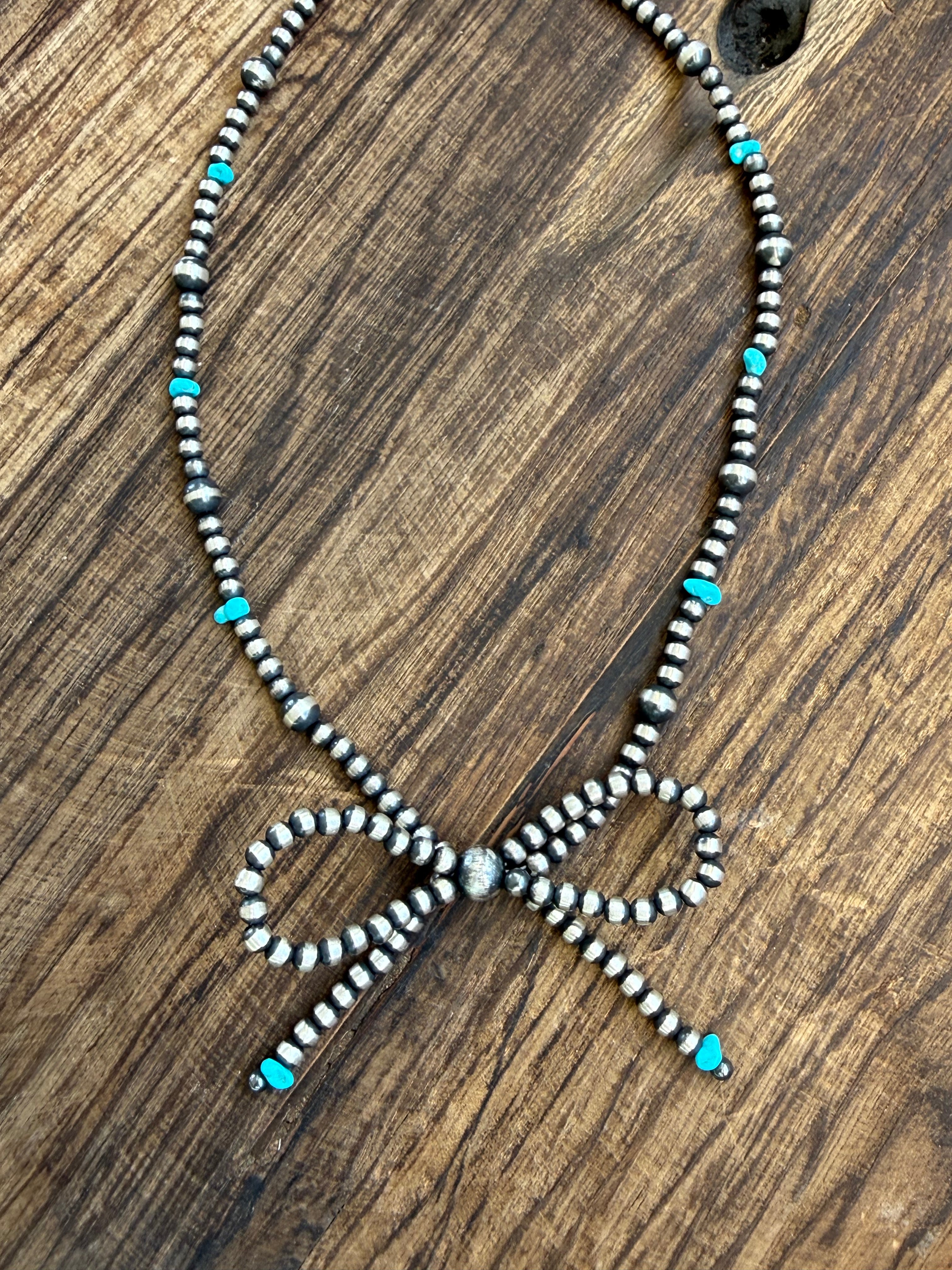 Sterling Silver Navajo Bead Bow 16"