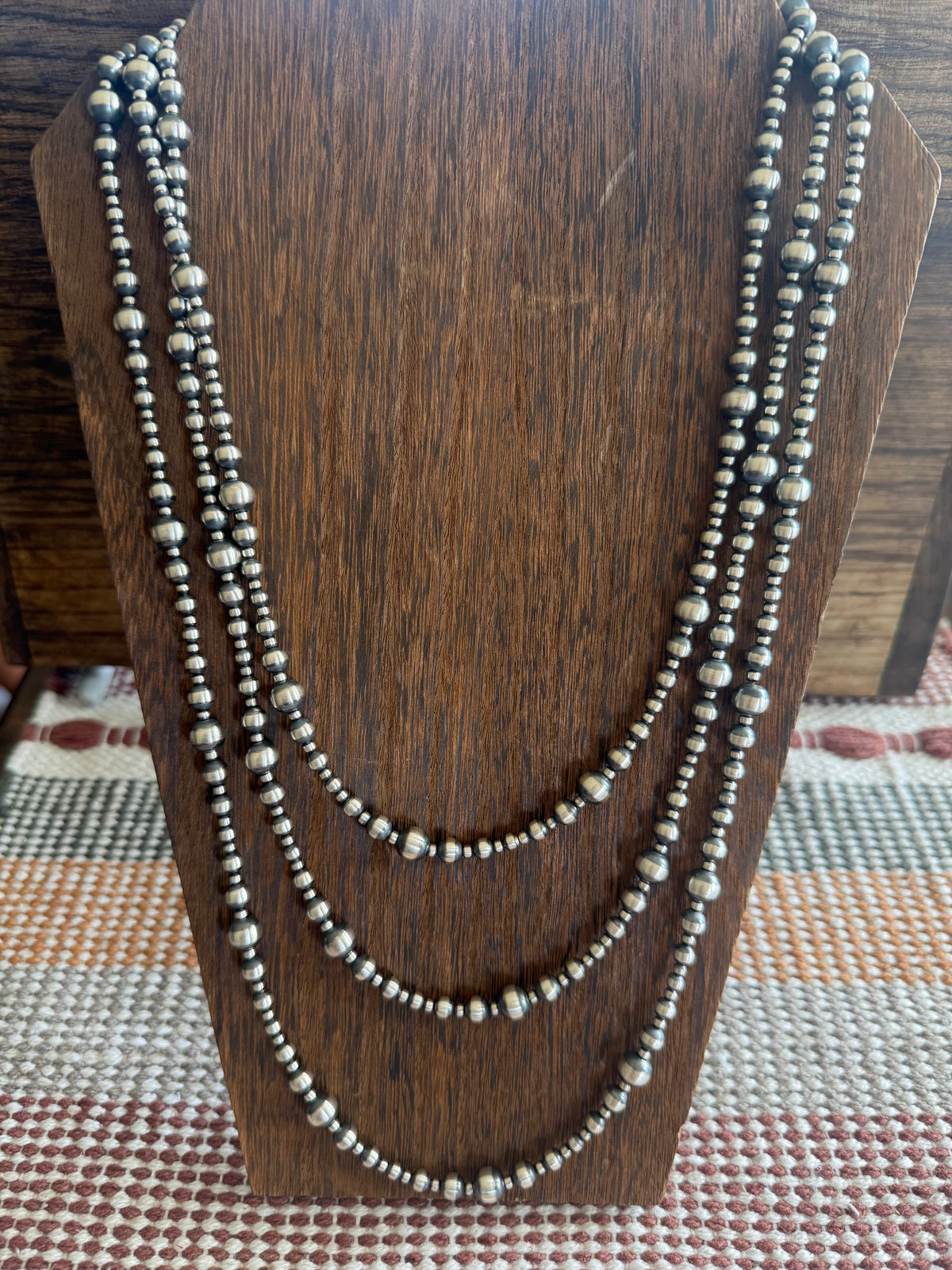 26”3-8MM Graduated Navajo Beads